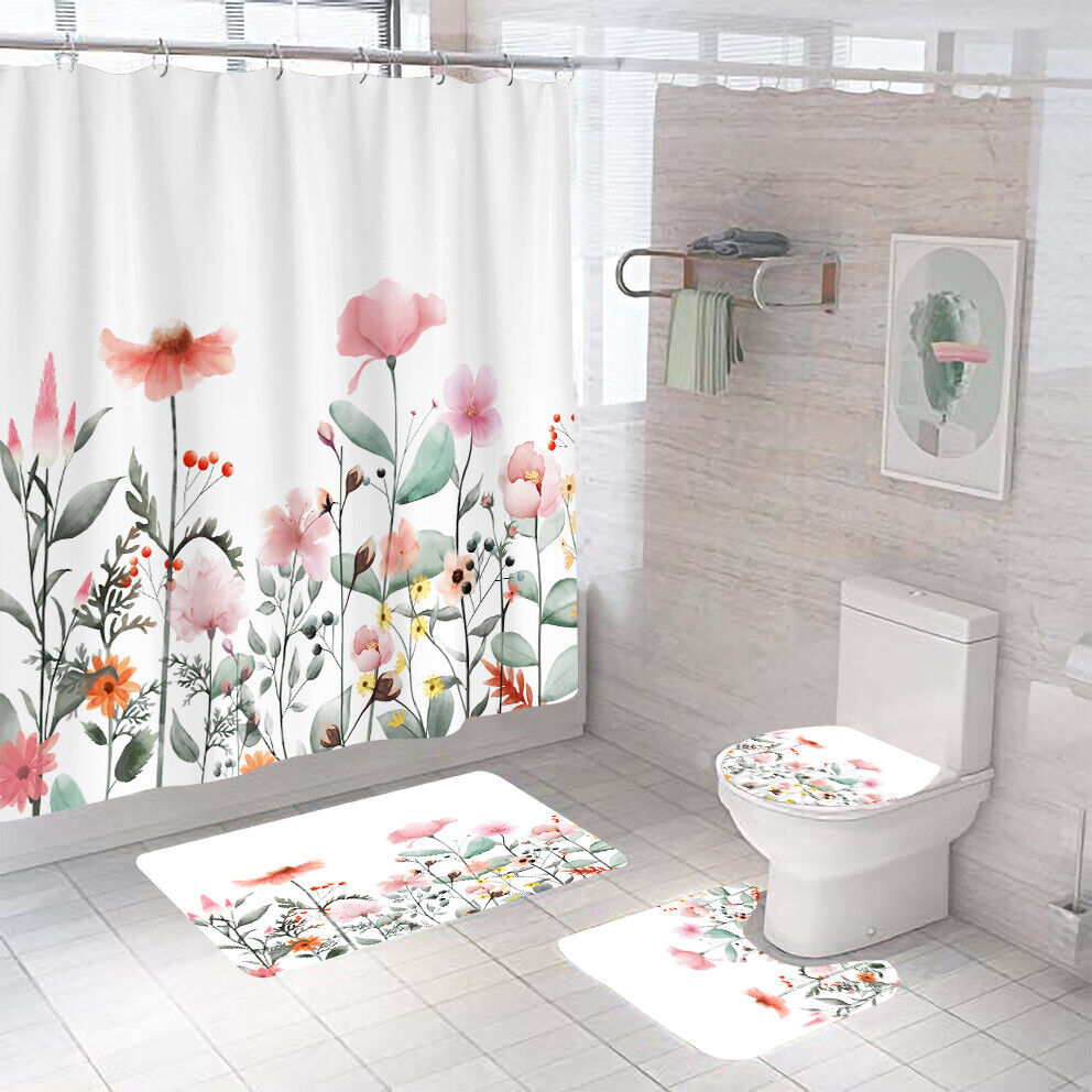 Tropical Floral Leaf Shower Curtain, Perfect For A Beach-Themed Bathroom