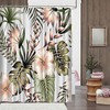Tropical Floral Palm Leaves Green Shower Curtain for Modern Jungle Bathroom Decor