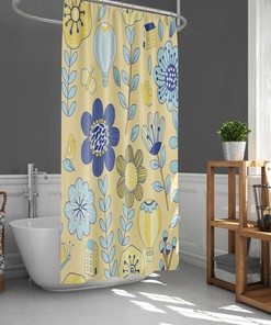 Tropical Floral Shower Curtain for Summer Flowers Bathroom Decor