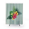 Tropical Floral Stripes Shower Curtain, Vibrant and Floral for Your Botanic Bathroom