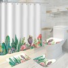 Tropical Flower And Cactus Waterproof Shower Curtain For Bathroom Decor