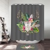 Tropical Flower And Deer Skull Printed Shower Curtain: Chic And Vibrant Bath Accessory