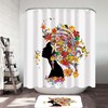 Tropical Flower Girl And Hummingbirds Colorful Shower Curtain For A Playful Bathroom Aesthetic