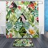 Tropical Flower Parrot Flamingo Decorative Shower Curtain, Waterproof Fabric