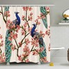 Tropical Flowers with Peacock Pattern Manerly Shower Curtain for Bathroom Decoration