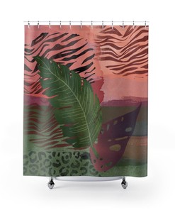Tropical Forest Leaves Shower Curtain - Botanical Waterproof Fabric with Home Bath Decor Gift 