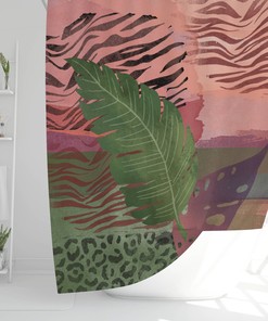 Tropical Forest Leaves Shower Curtain - Botanical Waterproof Fabric with Home Bath Decor Gift