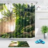 Tropical Forest Shower Curtain with Rainforest, Summer Morning, and Sunrise for a Serene Escape