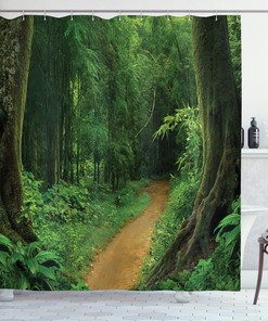Tropical Forest Trees Shower Curtain for Nature Bathroom Decor