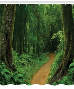 Tropical Forest Trees Shower Curtain for Nature Bathroom Decor