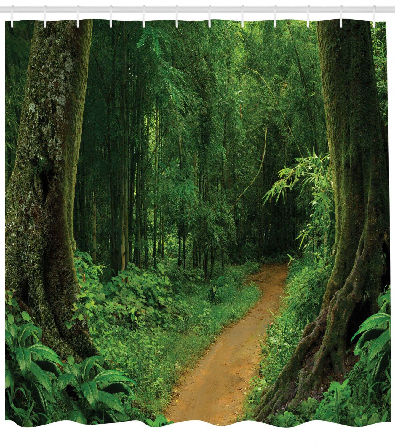 Tropical Forest Trees Shower Curtain for Nature Bathroom Decor