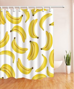 Tropical Fruit Banana Pattern Fabric Shower Curtain - Exotic Bathroom Decor
