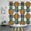 Tropical Fruit Black and White Tapestry Shower Curtain