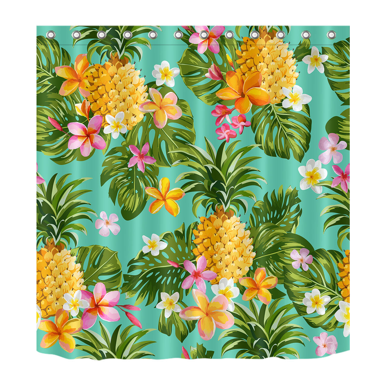 Tropical Fruit and Flower Shower Curtain for a Bright Bathroom