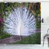 Tropical Garden Feather Print Shower Curtain - Nature-Inspired Bathroom Decor