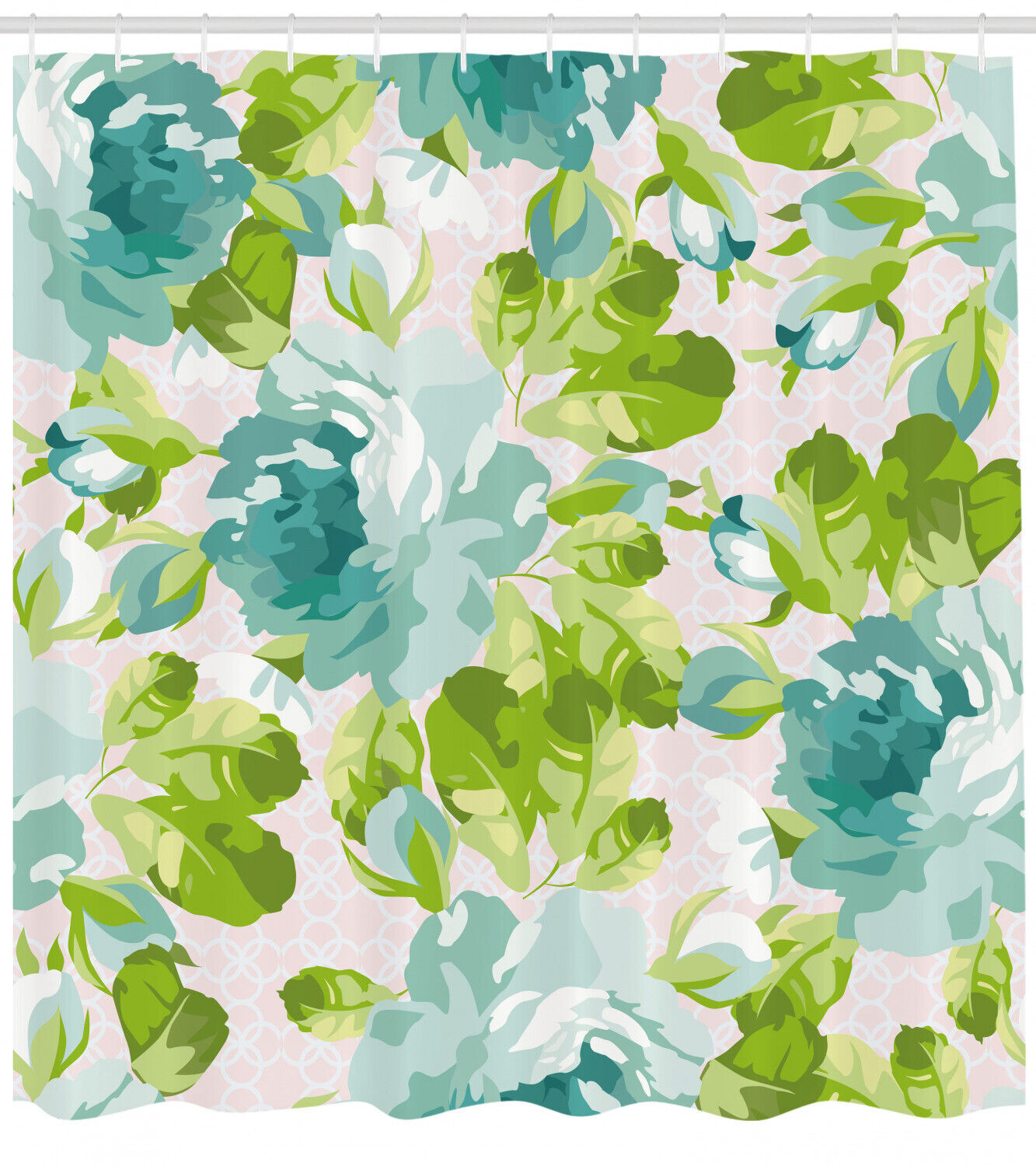 Tropical Garden Print Shower Curtain, Shabby Chic Bathroom Decor