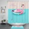 Tropical Get Naked Theme Shower Curtain With Swimming Flamingo Print