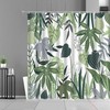 Tropical Graphic Botanical Leaves Print Shower Curtain - Forest Green Leaves Shower Curtain