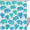 Tropical Green And Blue Geometric Graphic Leaves Shower Curtain For Bathrooms 