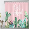 Tropical Green Cactus Shower Curtain - Vibrant and Fun Bathroom Decor