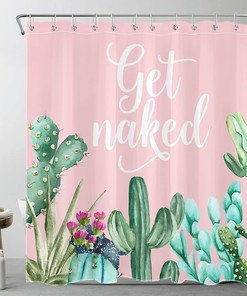 Tropical Green Cactus Shower Curtain - Vibrant and Fun Bathroom Decor