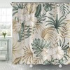 Tropical Green Floral Foliage Palm Leaves Shower Curtain for Bathroom, Waterproof Fabric Bathroom Curtain