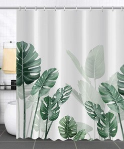 Tropical Green Leaf Botanical Plant Banana Monstera Jungle Leaves Shower Curtain For Bathtub Decor