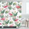 Tropical Green Leaf Flamingo Shower Curtain For A Luxurious Bathroom