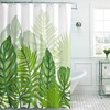 Tropical Green Leaf Shower Curtain, 3D Botanical Floral Jungle Bathroom Decor