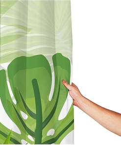 Tropical Green Leaf Shower Curtain, 3D Botanical Floral Jungle Bathroom Decor