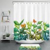 Tropical Green Leaves Butterfly Decorative Shower Curtain For Your Bathroom