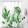 Tropical Green Leaves Plants Botanical Bathroom Shower Curtain