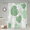 Tropical Green Leaves Shower Curtain with Palm and Watercolor Botanical Pattern, Waterproof Fabric for Home Decor