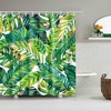 Tropical Green Plant Print Shower Curtain With Botanical Banana Monstera Leaf Palm Tree Design For Bathroom Decoration