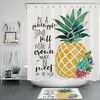Tropical Green Plant Watercolor Pineapple Shower Curtain, Fun Bathroom Accessory