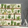 Tropical Green Succulent Potted Cactus Flower Garden Print Shower Curtain Fabric For Your Bathroom