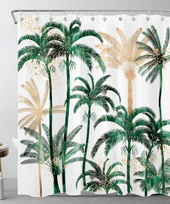Tropical Hawaii Palm Tree Shower Curtain, Coconut Trees Nature Paradise Fabric Bathroom Decor - Ecotob