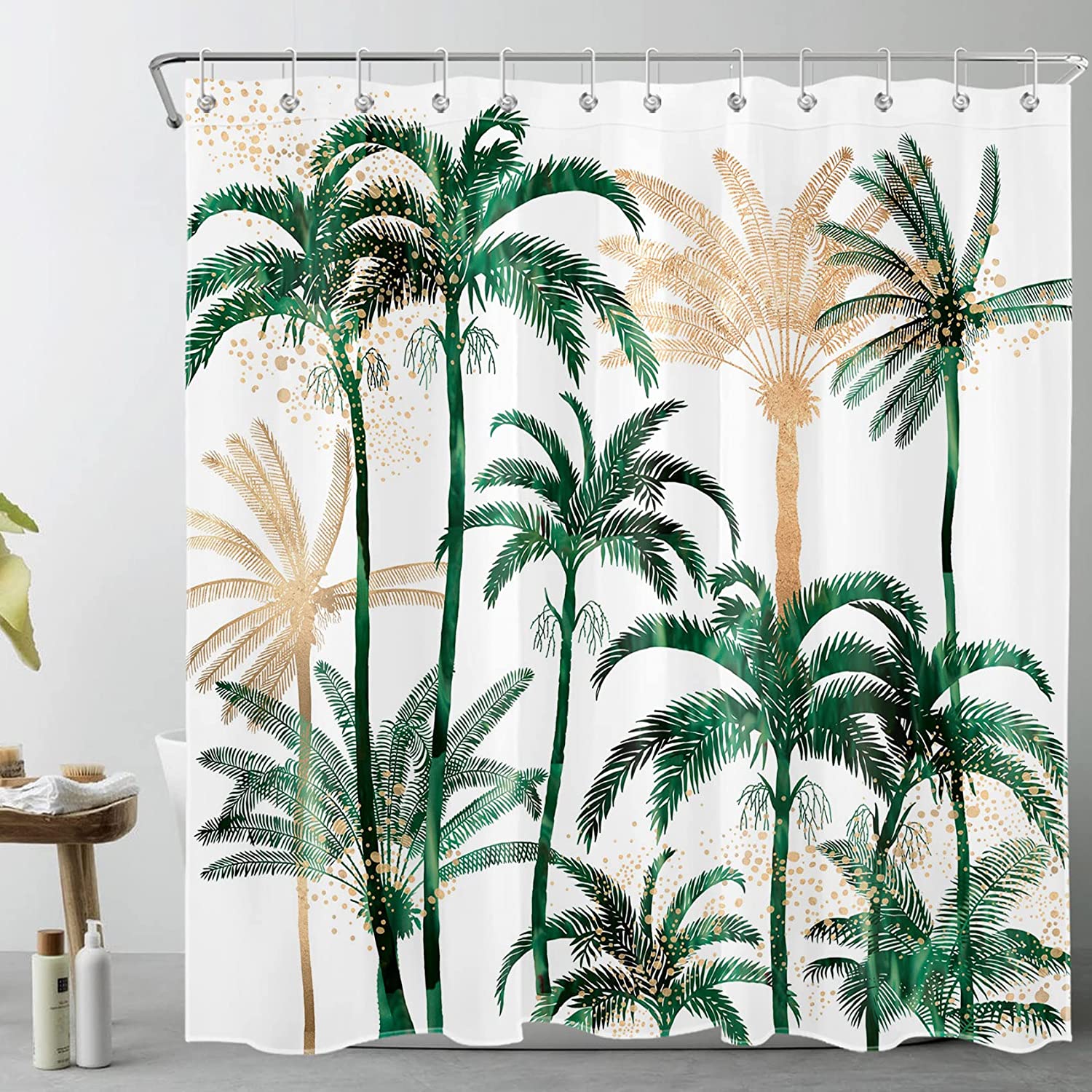 Tropical Hawaii Palm Tree Shower Curtain, Coconut Trees Nature Paradise Fabric Bathroom Decor - Ecotob