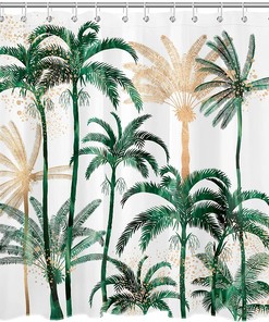 Tropical Hawaii Palm Tree Shower Curtain, Coconut Trees Nature Paradise Fabric Bathroom Decor - Ecotob