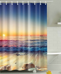 Tropical Hawaiian Beach Scene Shower Curtain For A Summer-Inspired Home Spa