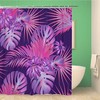 Tropical Hawaiian Monstera Plants Violet Pattern Shower Curtain