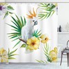 Tropical Hibiscus Flowers And Cockatoo Wildlife Pattern Shower Curtain For Bathroom