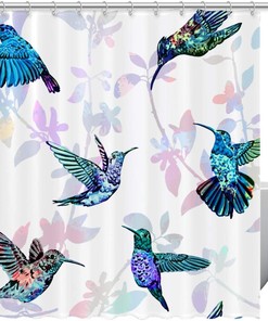 Tropical Hummingbird Shower Curtain Heavy Duty Waterproof Hotel Bathroom Curtain