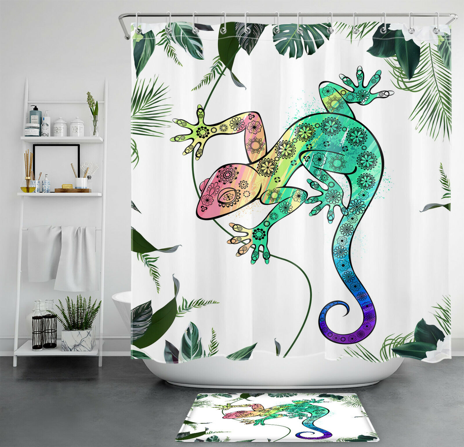Tropical Insect Shower Curtain - Colorful Animal Bathroom Decor