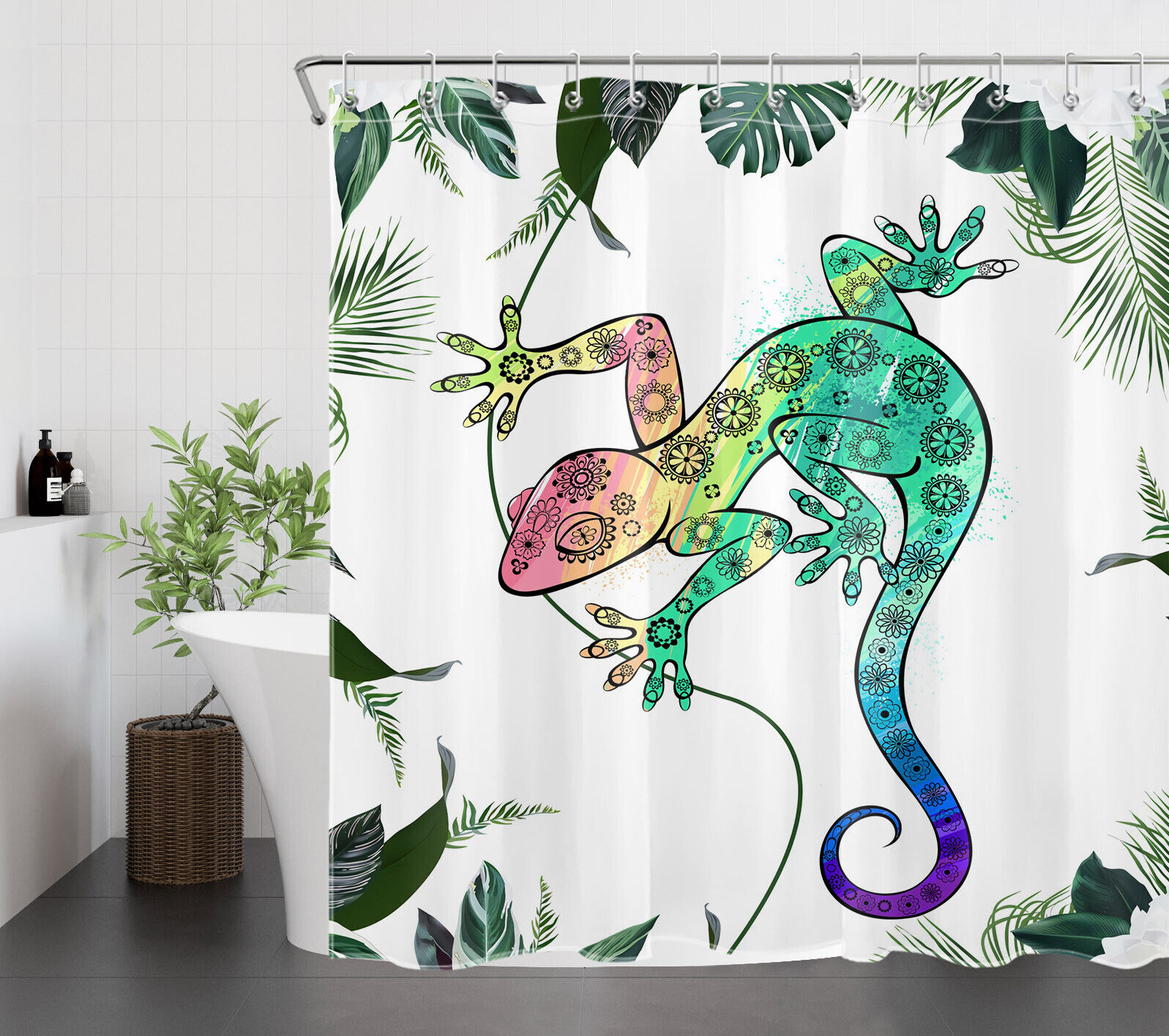 Tropical Insect Shower Curtain - Colorful Animal Bathroom Decor - Image 2