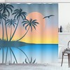 Tropical Island Bird Shower Curtain Print For Bathroom Decor, Vacation Style