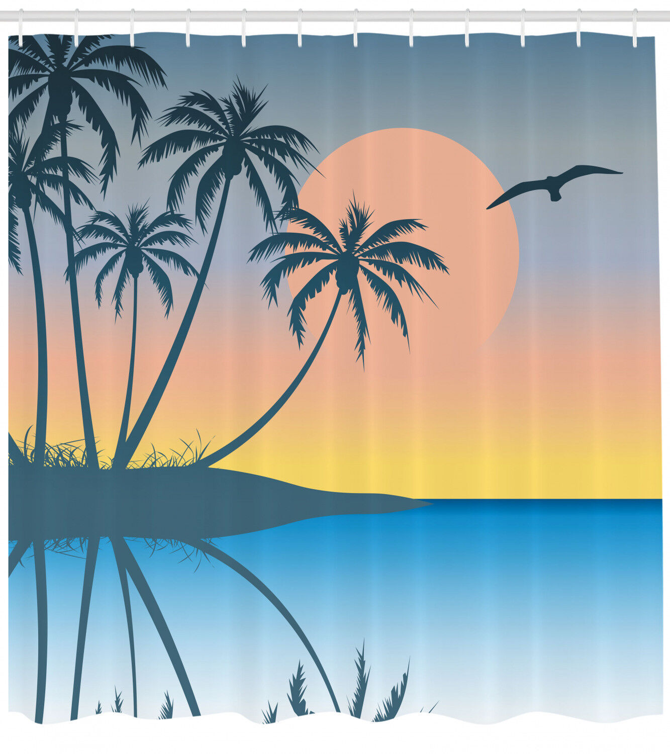 Tropical Island Bird Shower Curtain Print For Bathroom Decor, Vacation Style - Image 2