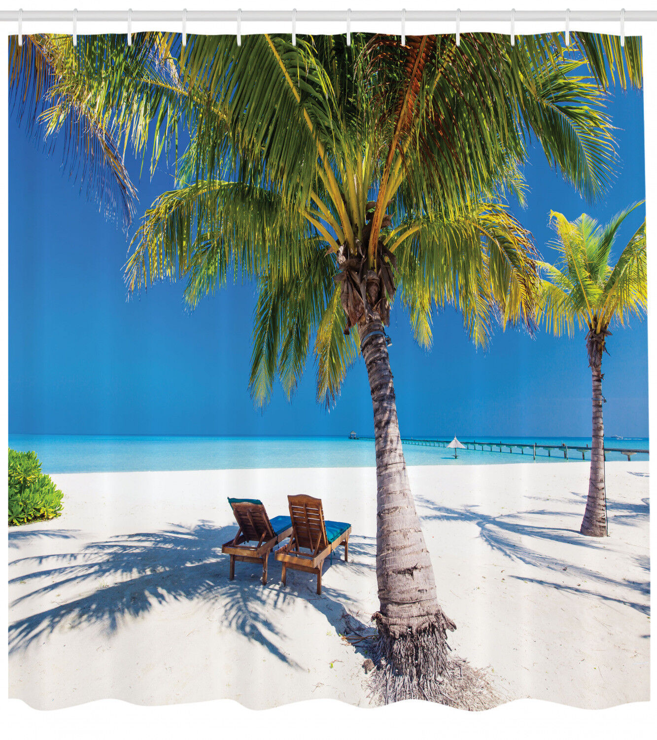 Tropical Island and Palm Trees Heaven Shower Curtain for Relaxation