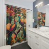 Tropical Jungle Birds Of Paradise Printed Shower Curtain, Vibrant And Colorful Bathroom Decor