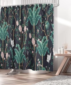 Tropical Jungle Forest Shower Curtain For Wildlife Bathroom Decor 